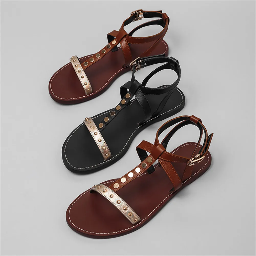 

LAPOLAKA Brand Fashion Leisure INS Hot women's Genuine Leather Rivet Women Shoes Woman Casual Comfortable Summer Sandals 2019