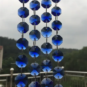 

Calm and Steady 5 Meters Blue 14mm Octagon Beads Strand Garlands Glass Decorative Chains For Home Curtain/Lamp/Window Decoration