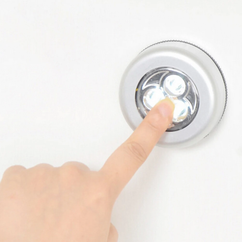 

New fashion Mini Round 3 LED Push Tap Stick Convenient Touch Practical Cabinet Home Night Light Lamp Cordless Bulb