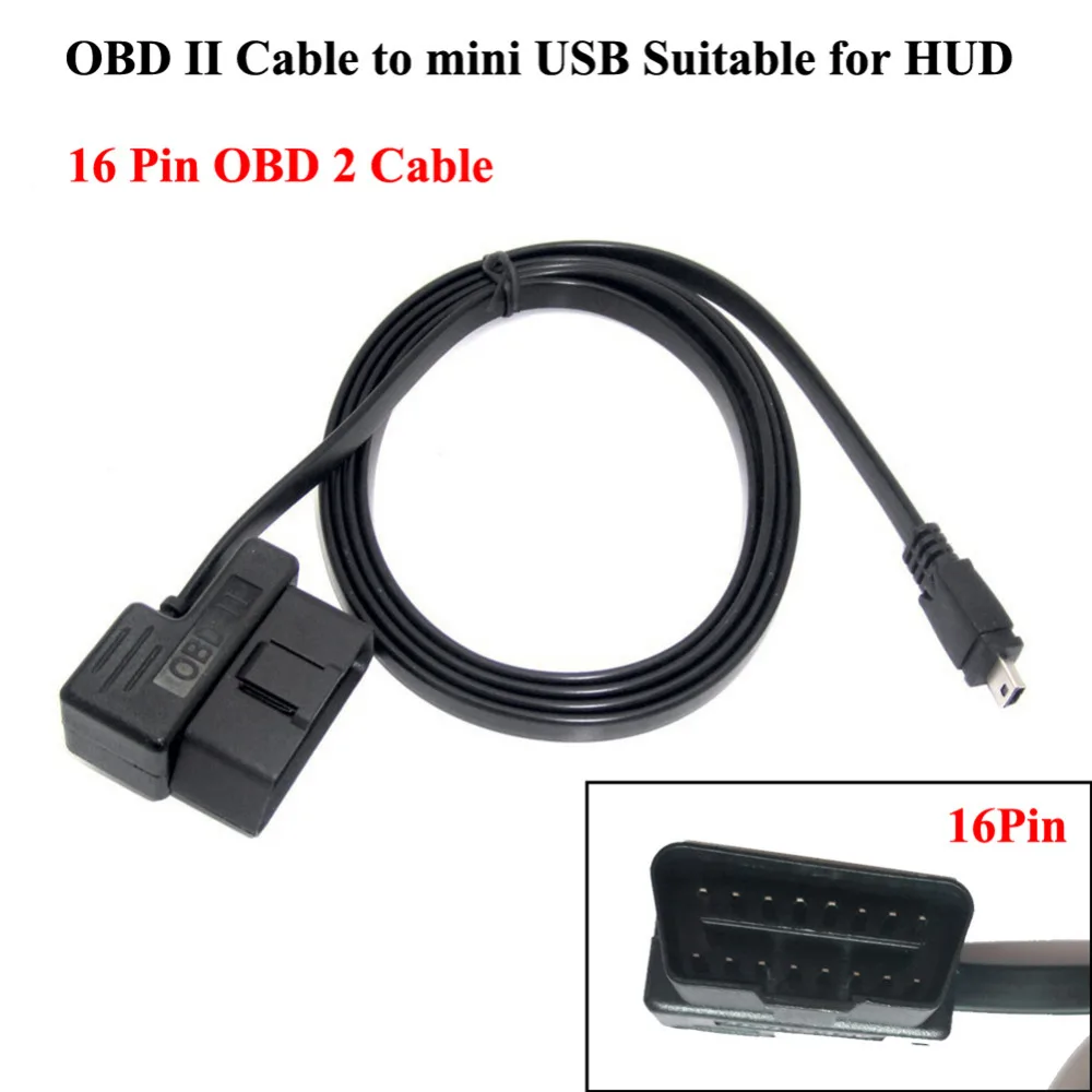 1,95 м OBD II 2 кабеля диагностический адаптер 16 Pin OBD2 к мини-usb кабель для HUD 5,5 HUD Дисплей кабель