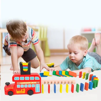 

Children Domino Set Toys Domino Train Domino Blocks Set Building and Stacking Toy Blocks Boys Girls Creative Gifts for Kids