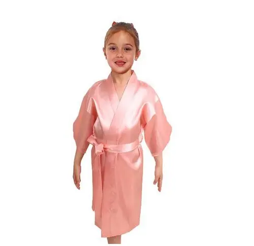 Kids Solid Satin Rayon Kimono Robe Bridesmaid Solid Bathrobe Children Nightgown  Sleepwear Dressing Gown