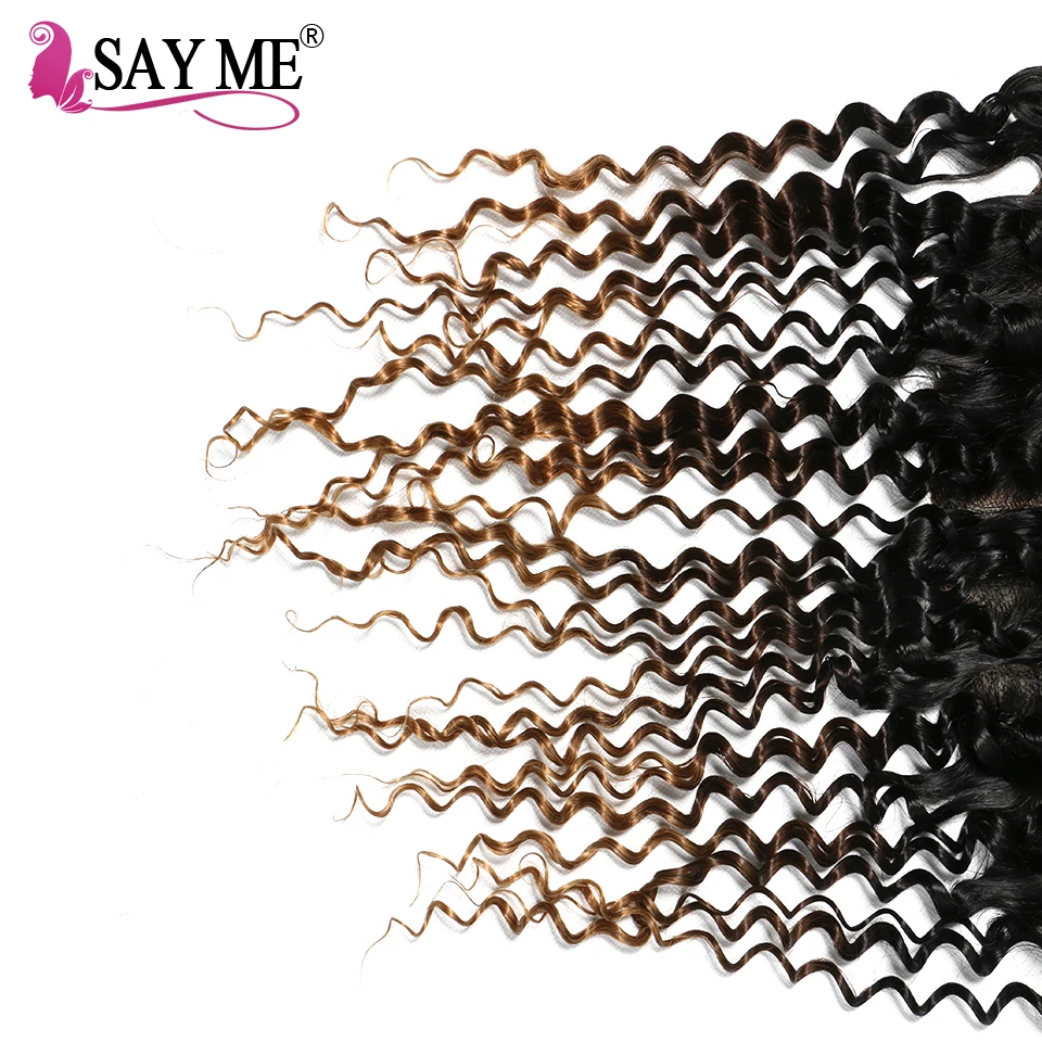 SAY ME Pre Plucked Lace Frontal Closure Brazilian Deep Wave 13*4 Ear To Ear Non Remy Three Tone Human Hair Ombre Blonde 1B/4/27
