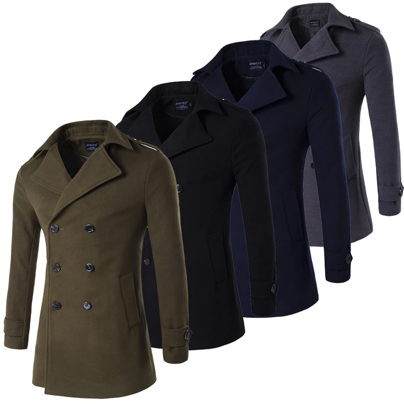 Grey Navy Black Male Pea Coat Men Double Breasted Military Winter Trench  Coat Long Peacoat Men Plus Size 4XL - AliExpress