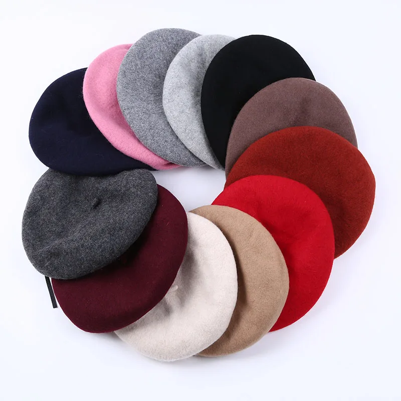 

Bylagastreet 100% Wool Women Knit Beret Winter Warm Elegant Lady Painter Bonnet Hats Girl New Casual Cap Drop Shipping Elastic