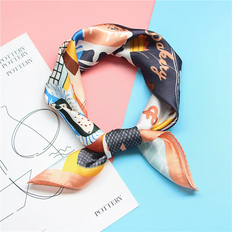 

12Designs Square Scarf for Women Fashion Print Hair Handkerchief Bohemia Cotton Print Bandana Bag Scarf 50*50cm Sale Items