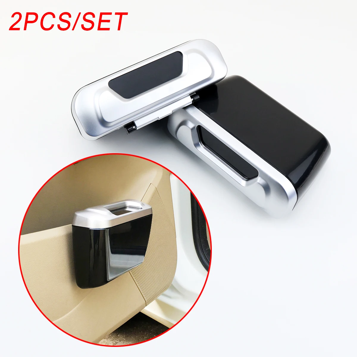 

Car Interior Waste Bin Trim Door Rubbish Trash Holder Dust Case Auto Mini Garbage Box Hook Parts Accessories 2PCS