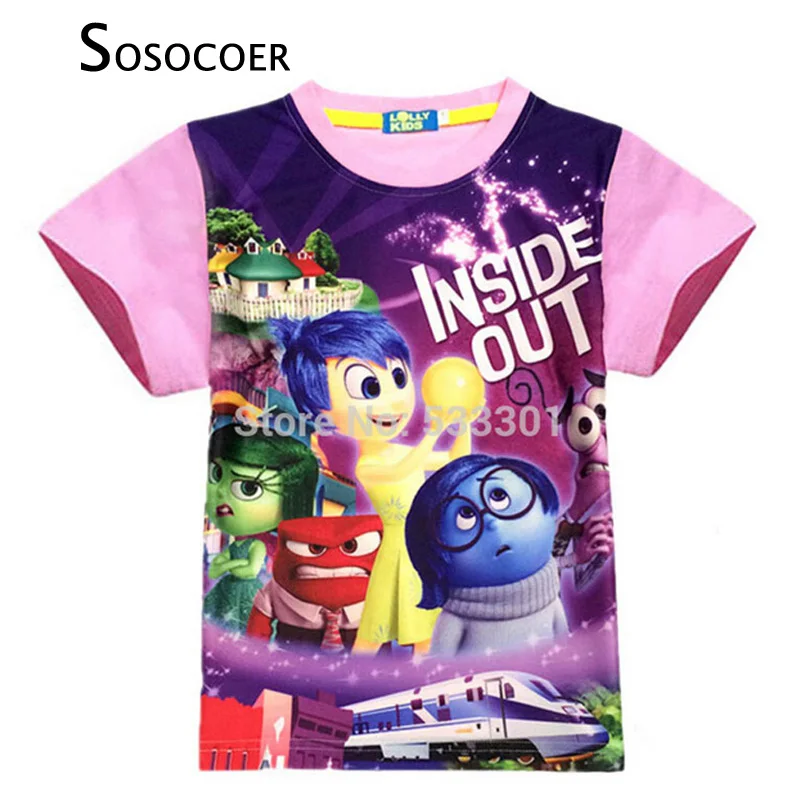 

SOSOCOER Girls T Shirt Short Sleeve Boys T-shirt Cartoon Inside Out Girl & Boy T-shirts Tops Summer Kids Clothes Free Shipping
