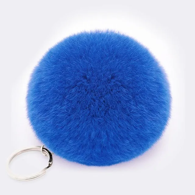Charming Cute Bunny Ear Brain Rainbow Color Fluffy Ring Small Pendant Cool DIY Design Keychain Lady