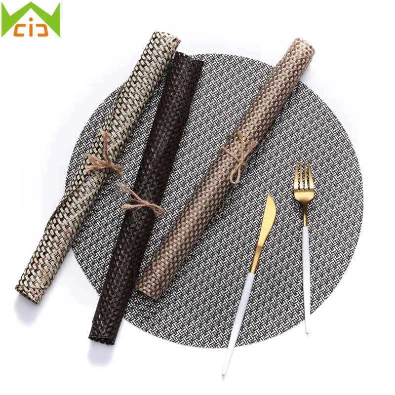 WCIC PVC Table Mats for Dining Table Round Drink Coasters Kitchen Table Mat Decorative Place Mat Bowl Pads Insulation Placemats