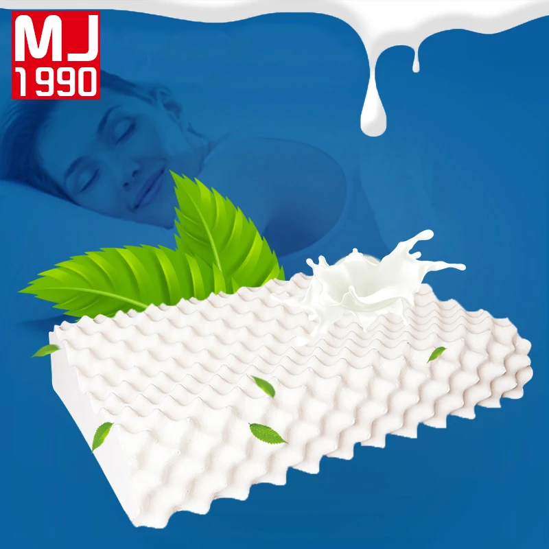 

New Thailand Original 100% Natural Latex Cervical Protection Pillow Therapy Wave Bed Bedding Memory Foam Bamboo Fiber Pillowcase