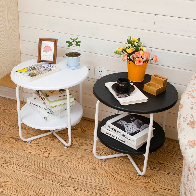 Fashion creative movable small coffee table simple iron frame interior