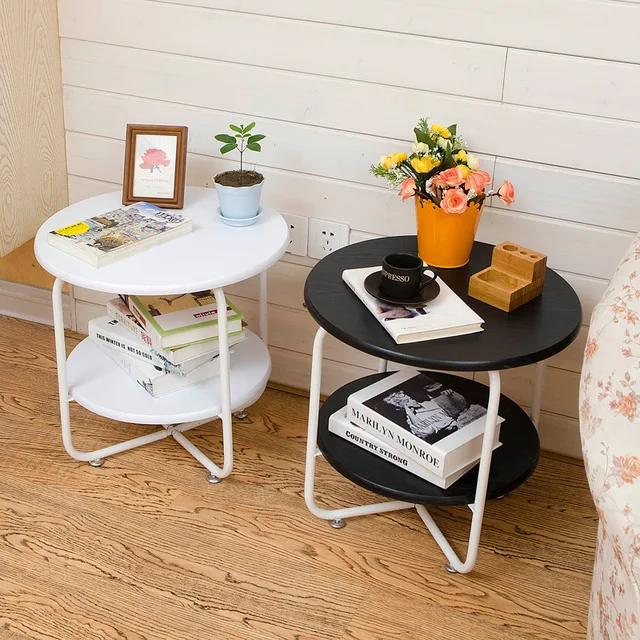 Mode Kreatif Bergerak Besi Bingkai Sisi Interior Dengan Penyimpanan Mode Kreatif Bergerak Besi Bingkai Sisi Interior Dengan Penyimpanan Meja Kopi Kecil Sederhana Eropa Ganda Lantai