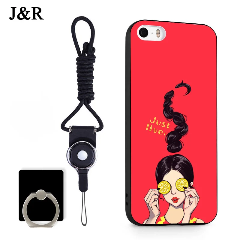 For iPhone 5 5S Case Fitted Cover for iPhone 5 5S 4.0" Soft Silicone Back Cases Protective Phone Bags Cartoon Painted 5/5S J&R