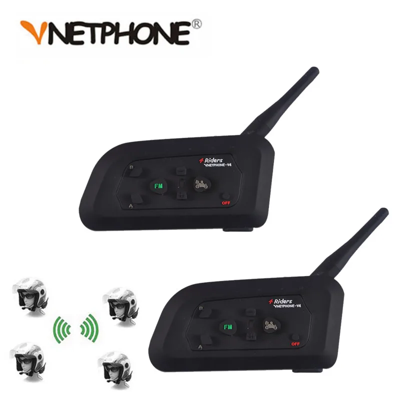 2 шт. Vnetphone V4 1200 м 4 мотоциклистов Bluetooth шлем гарнитуры домофон BT беспроводное переговорное устройство переговорные MP3