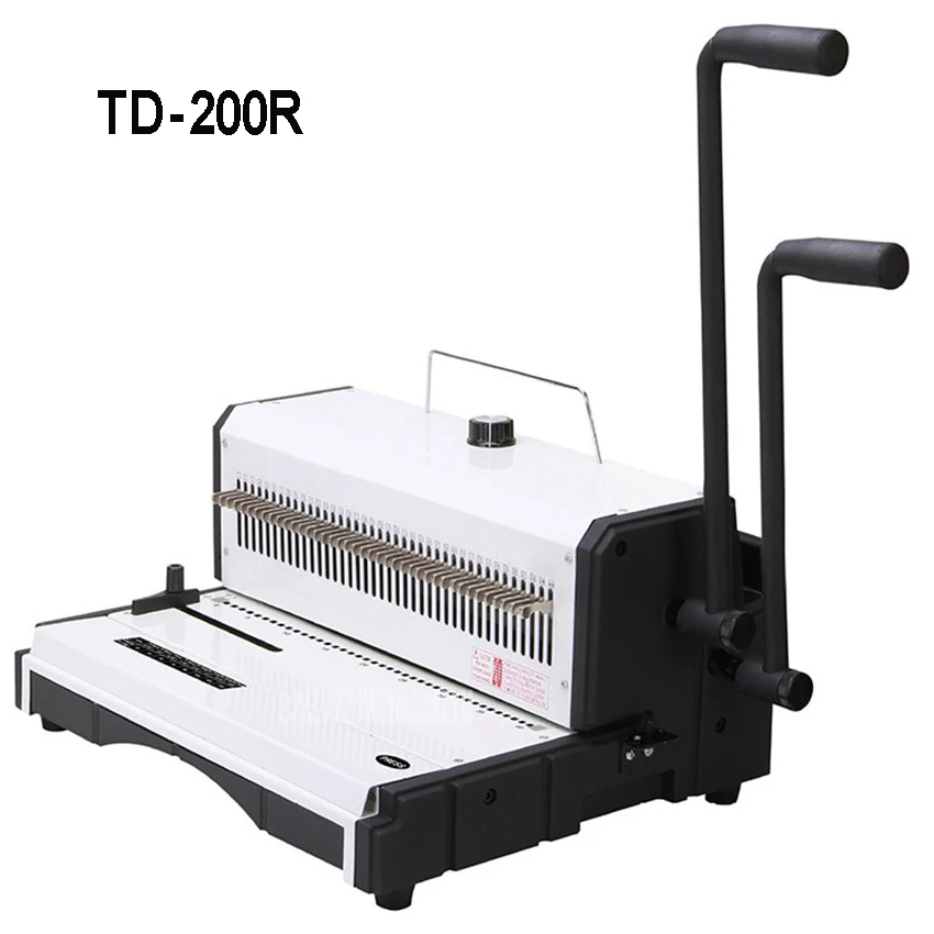 TD-200R 2 Handle Manual Spiral Wire Binding Machine Round 4.5mm 40pcs Punching Hole Photo Album Book A4 Paper Binder Machine