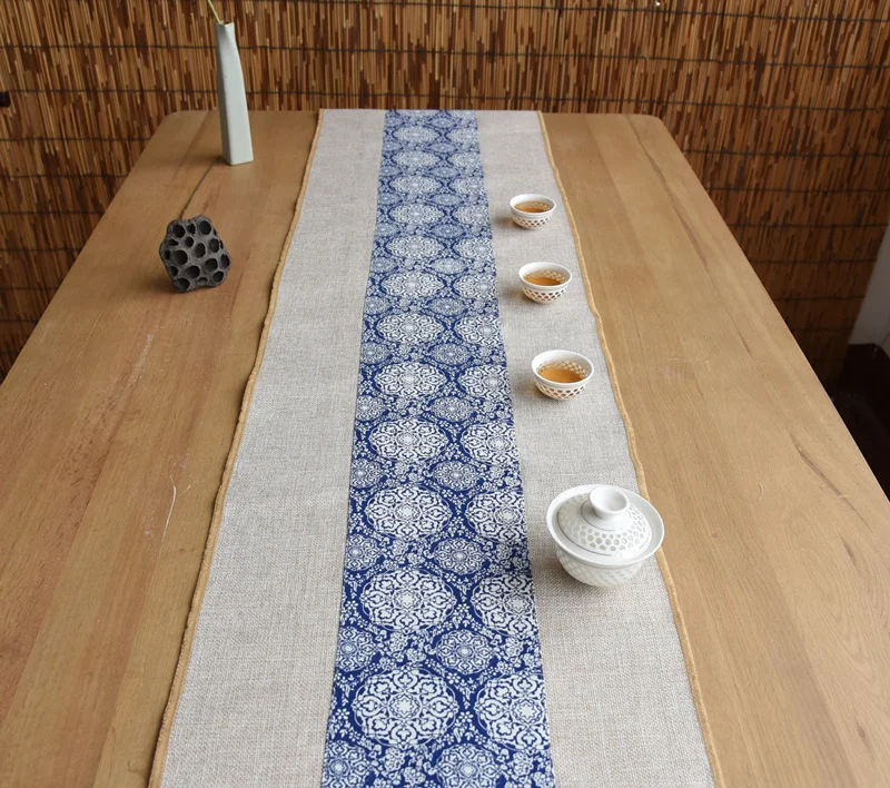 Китайский стиль винтажный узор настольная дорожка на стол для домашнего ужина Украшение Хлопок Лен коврики офисный чайный набор кунг-фу коврик чайные салфетки