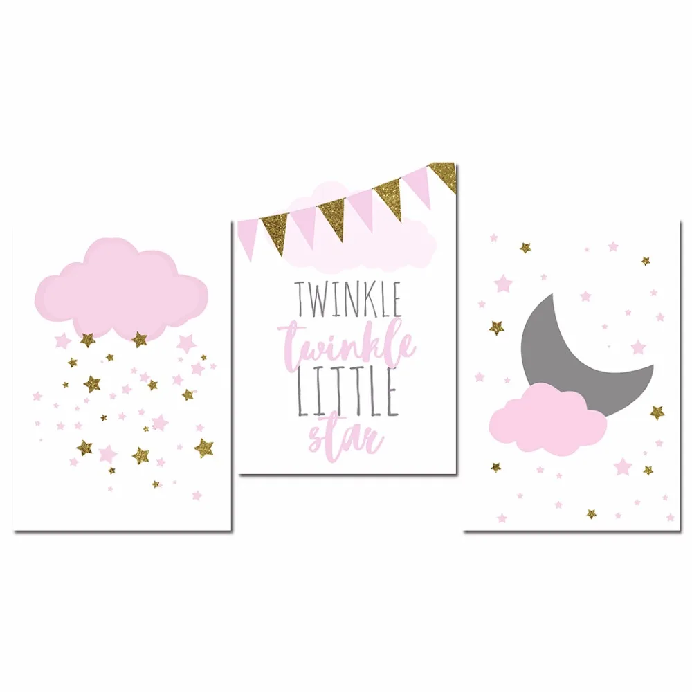 Kawaii-Pink-Twinkle-Star-Cloud-Nursery-Poster-Nordic-Wall-Art-Canvas-Prints-Painting-Picture-Children-Room(8)
