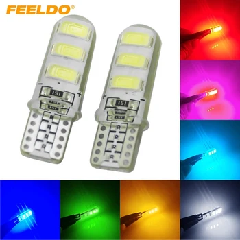 

FEEELDO 50Pcs Car T10 194 501 W5W 5730 6SMD Silicone LED Side License Plate Light Wedge Lamp 7-Color #HQ2903