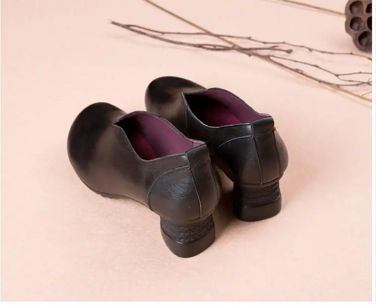 RUSHIMAN Vintage Flat Shoes Women Spring new Genuine Leather Soft Ballet Flats comfortable Casual Pregnant Women Shoes