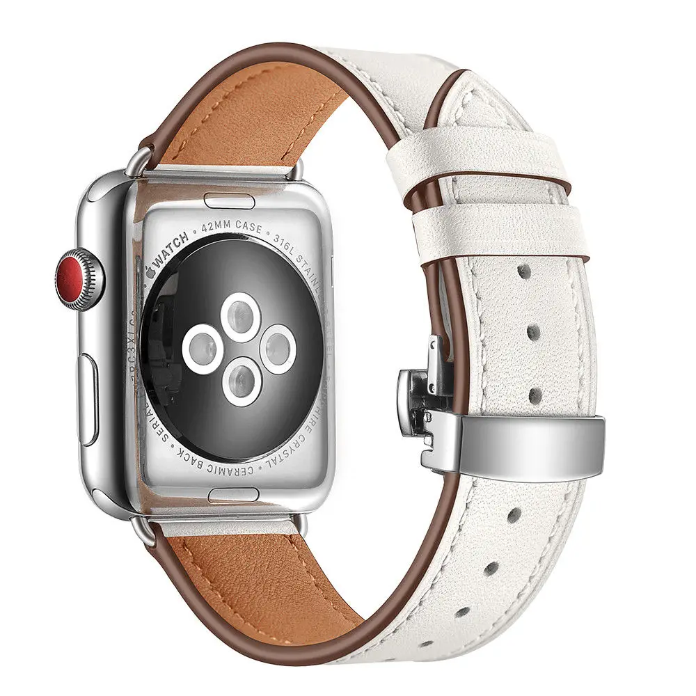 Кожаный ремешок для Apple Watch Band 44 мм/40 мм/42 мм/38 мм браслет iWatch Series SE 6 5 4 3