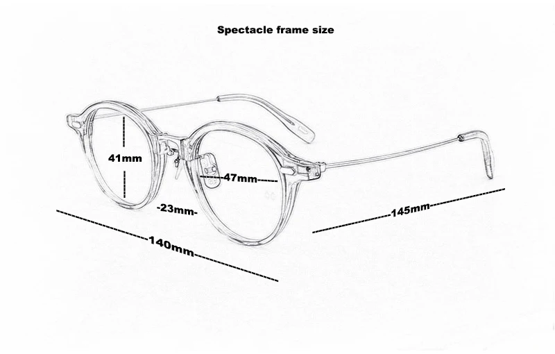 Круглые очки Рамка Мужчины близорукость компьютер Винтаж ручной работы дизайнерское зрелище Ретро Брендовые очки Рамка Женщины 47-23-145