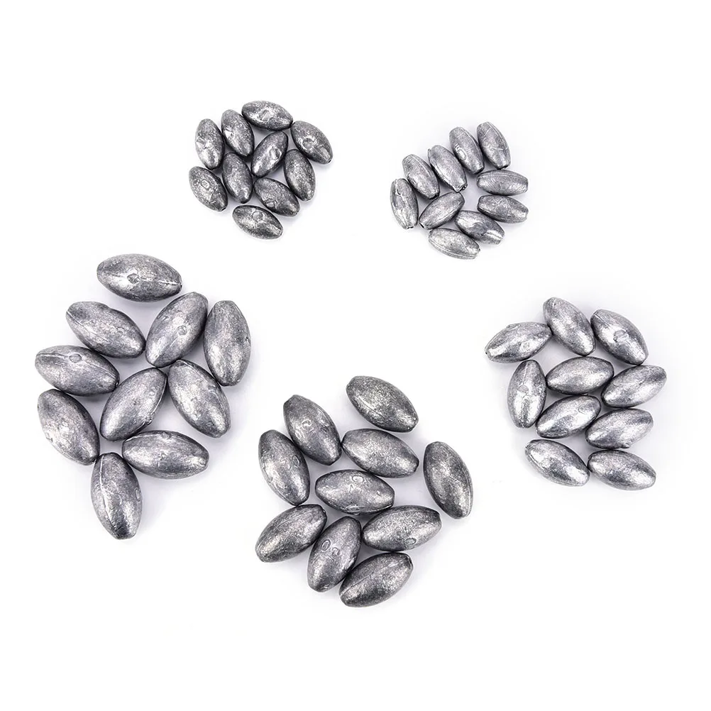 

10pcs Olive Shaped Fishing Lead Egg Sinker Slip Sinker Mould Weight 5g/10g/20g/30g/40g