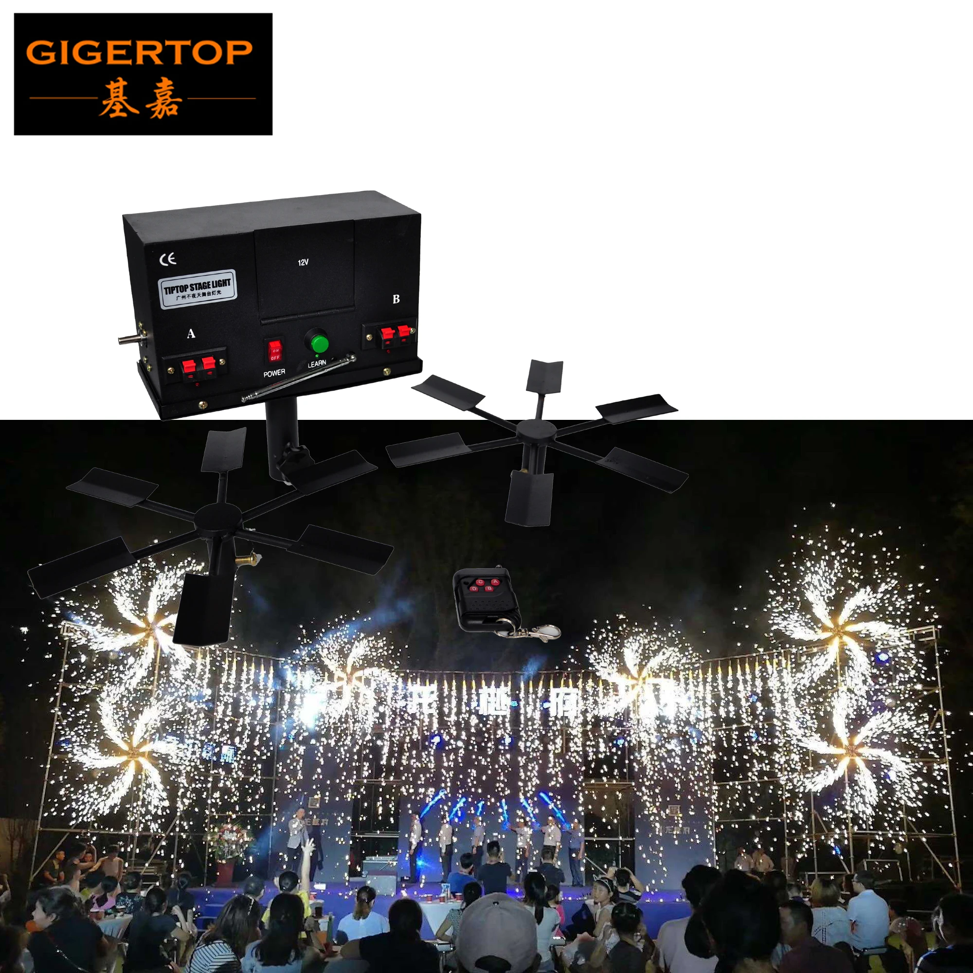 Gigertop TP-T100 с двойным крылом фонтанный фейерверк система стрельбы № 5 батарея питания вращающаяся машина фейерверков двойное крыло