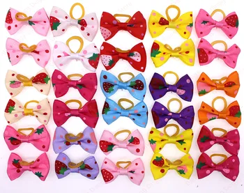 10pcs Pet Puppy Cat Dog Hair Bows with Rubber Bands Dog Grooming Accessories for Small