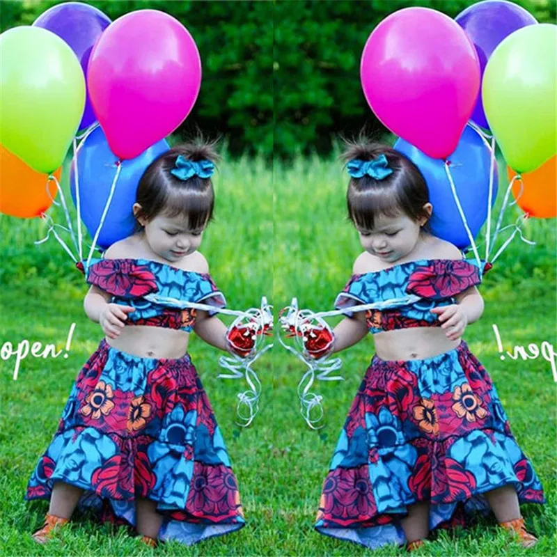 Модные топы для маленьких девочек; футболка; юбка с цветочным принтом; платье; одежда