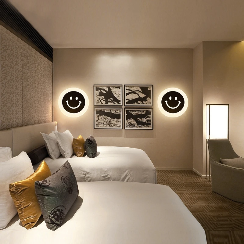 Novelty LED Smile Face Acrylic Wall Light Minimalist Children Cartoon Living Room Corridor Bed Room  Bathroom Aisle Lighting (11)