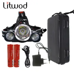 LitwodZ30CREE XML 3T6 светодиодные фары 8000Lm фара фонарик 4 режима факел 2x18650 батареи USB Charger Toolbox свет