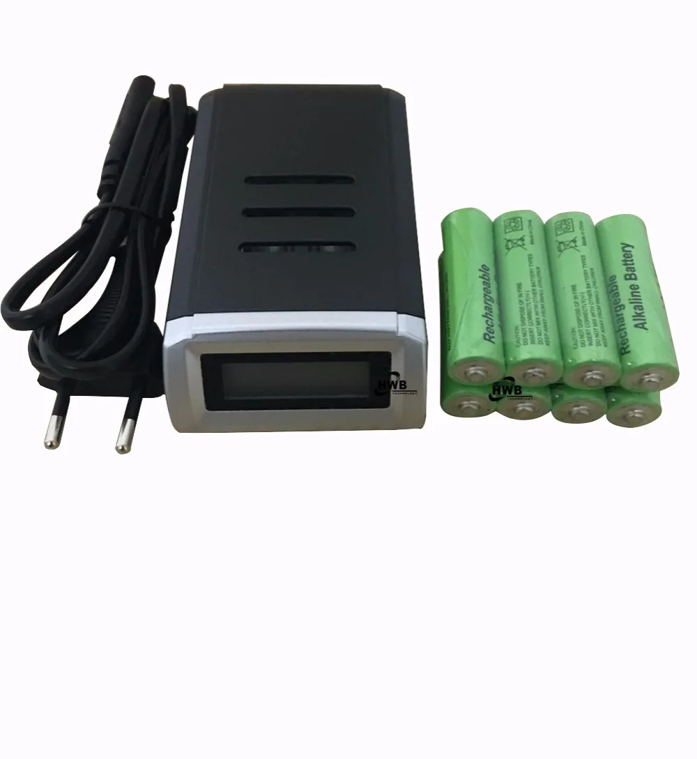 

8pcs/lot Alkaline Rechargeable battery 1.5V AA 3000mah + AA/AAA NI-MH/NI-CD/Alkaline battery LCD Smart charger Free shipping