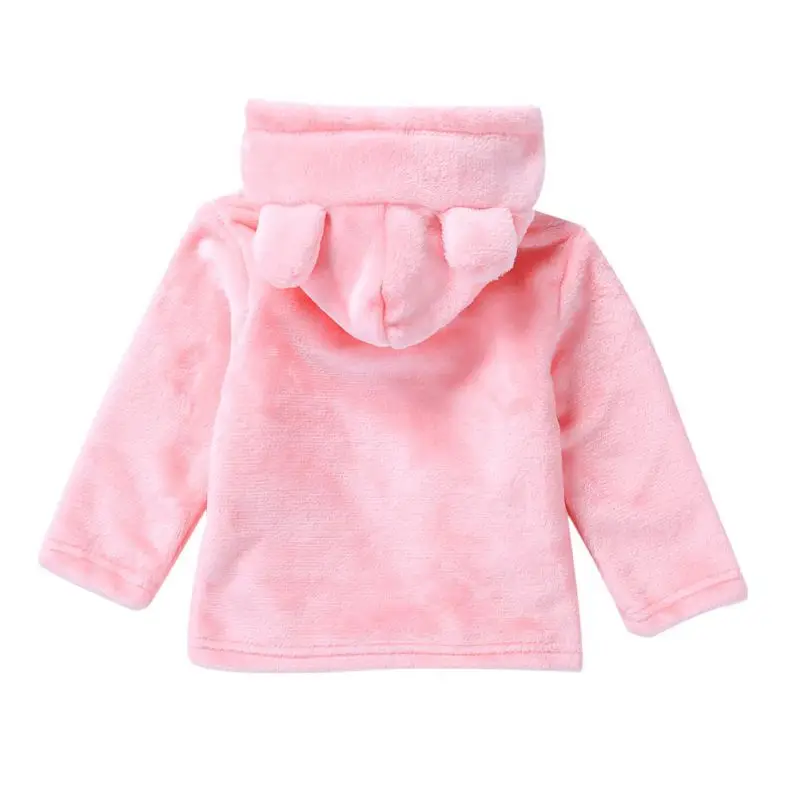 Для От 0 до 2 лет для новорожденных осенние теплые Симпатичные Куртки одноцветное Цвет пальто кошачьими ушками верхняя одежда с капюшоном Детская куртка детская Костюмы S2