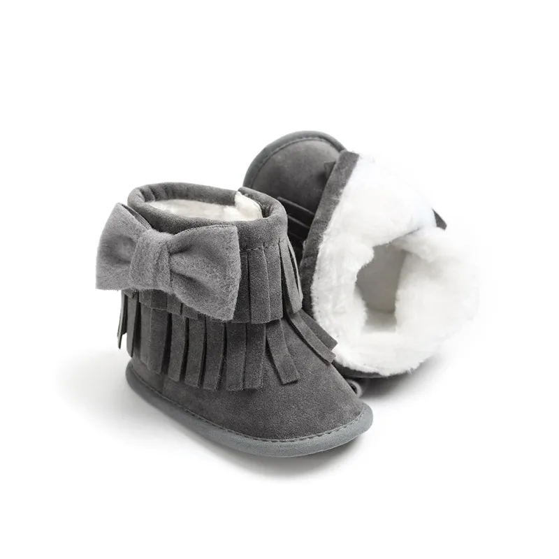 Bebe/мокасины; обувь для новорожденных девочек и мальчиков; однотонная обувь с бахромой и бантом-бабочкой; нескользящие ботинки на мягкой подошве для малышей 0-18 месяцев
