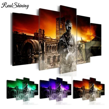 

REALSHINING triptych diy 5d diamond painting Cool Soldiers diamond full square mosaic cross stitch diamond embroidery FS2388