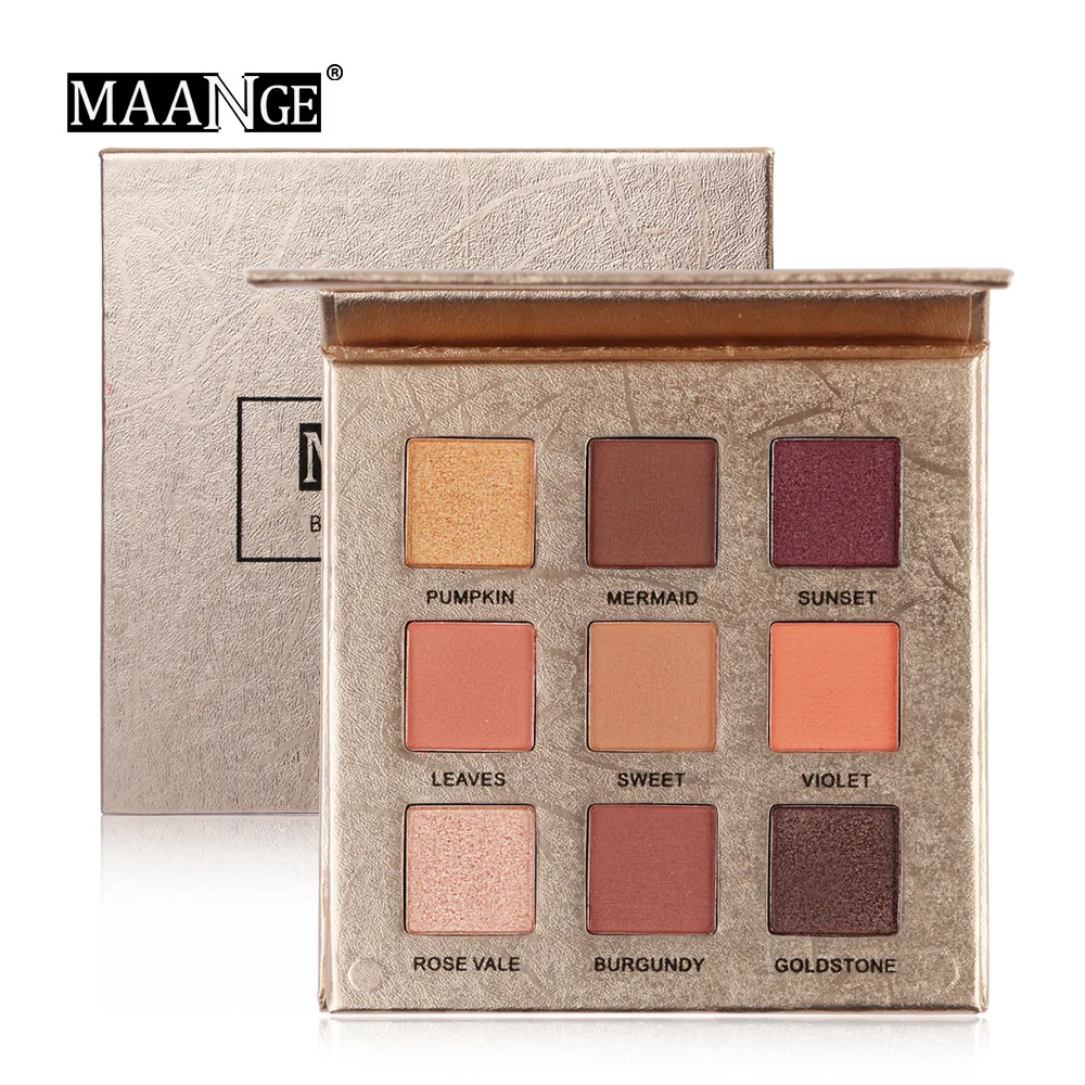 

MAANGE 9 Colors Nude Shining Eyeshadow Palette Waterproof Makeup Glitter Pigment Smoky Eye Shadow Pallete Waterproof Cosmetics