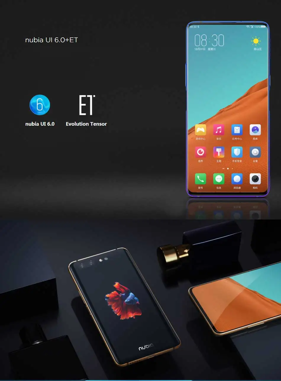 Zte Nubia X 4 г LTE двойной экран мобильного телефона 6,26 "5,1" Snapdragon 845 8 ГБ 128 двойной камера 24MP 16MP 2 дисплей смартфон