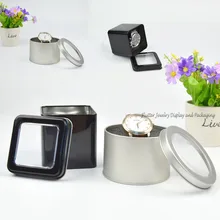 Высококачественный металлический ящик для часов коробка для хранения часов упаковочный чехол для часов держатели для часов Ювелирная Подарочная коробка портативные квадратные и круглые