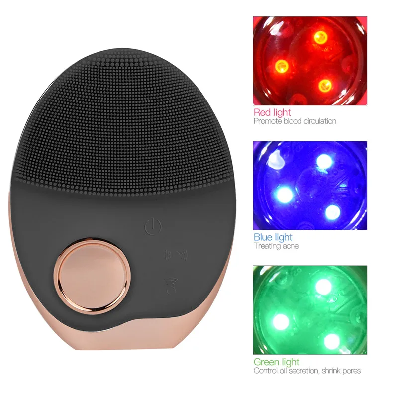 Ультразвуковая Массажная щетка для очистки лица LED Photon Light очищающее средство пор