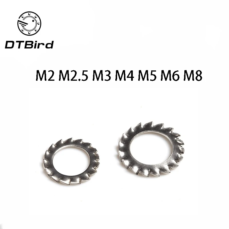 

100Pcs DIN6798A M2.5 M3 M4 M5 M6 M8 M10 304 Stainless Steel Washers External Toothed Gasket Washer Serrated Lock Washer