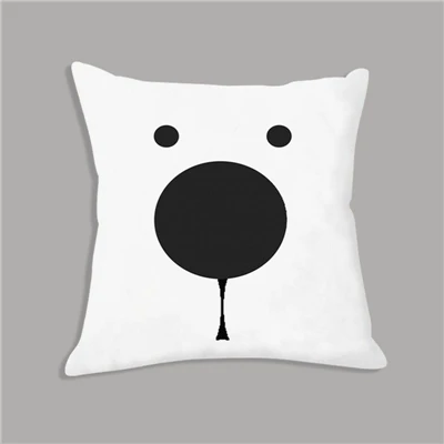 С изображением белого медведя из мультфильма животное Nordic искусство минималистский черный, белый цвет подушки Чехол для дивана декоративная наволочка 45x45 см для домашнего декора