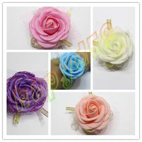 

50pcs Bridesmaid Bride Wedding Supplies Hand Flower Silk Rose Bride Wrist corsage Flowers Wedding Decoration party Props