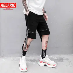 AELFRIC ленты мужские шорты кэжуал Лето 2019 г. хип хоп по колено Скейтборд Спортивная модные короткие Jogger черный пот шорты для женщин