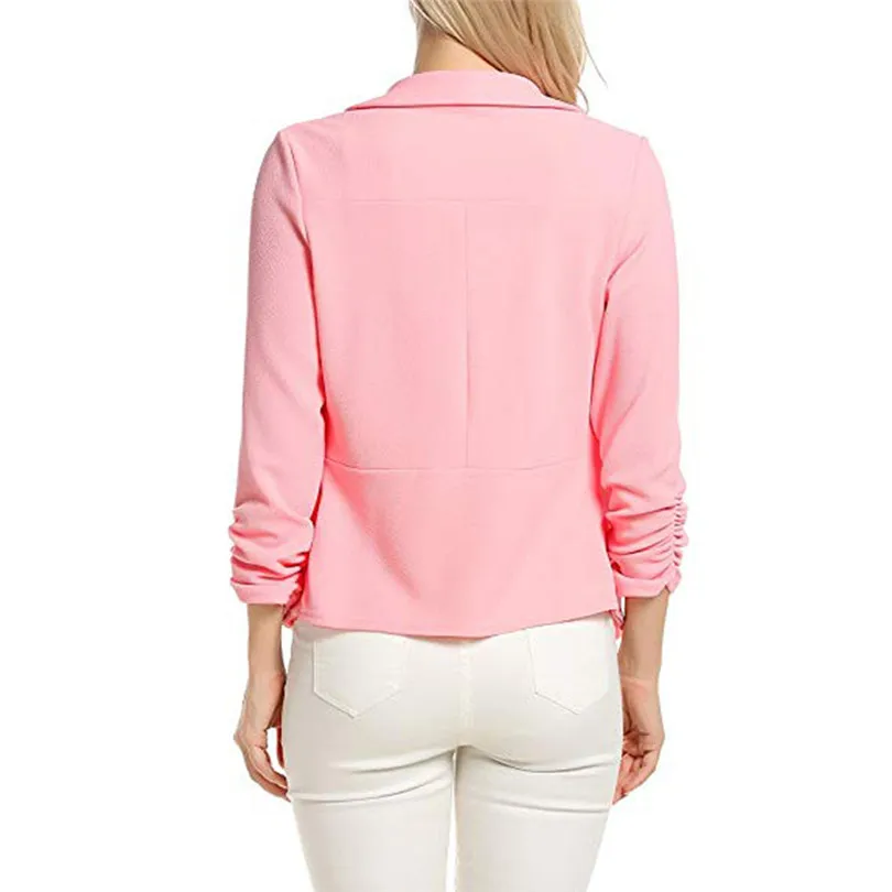 Fashion Women 34 Sleeve Blazer Formal Elegant Ladies Casual Daily  Open Front Short Cardigan Suit Jacket Work Office Coat #5F08 (7)