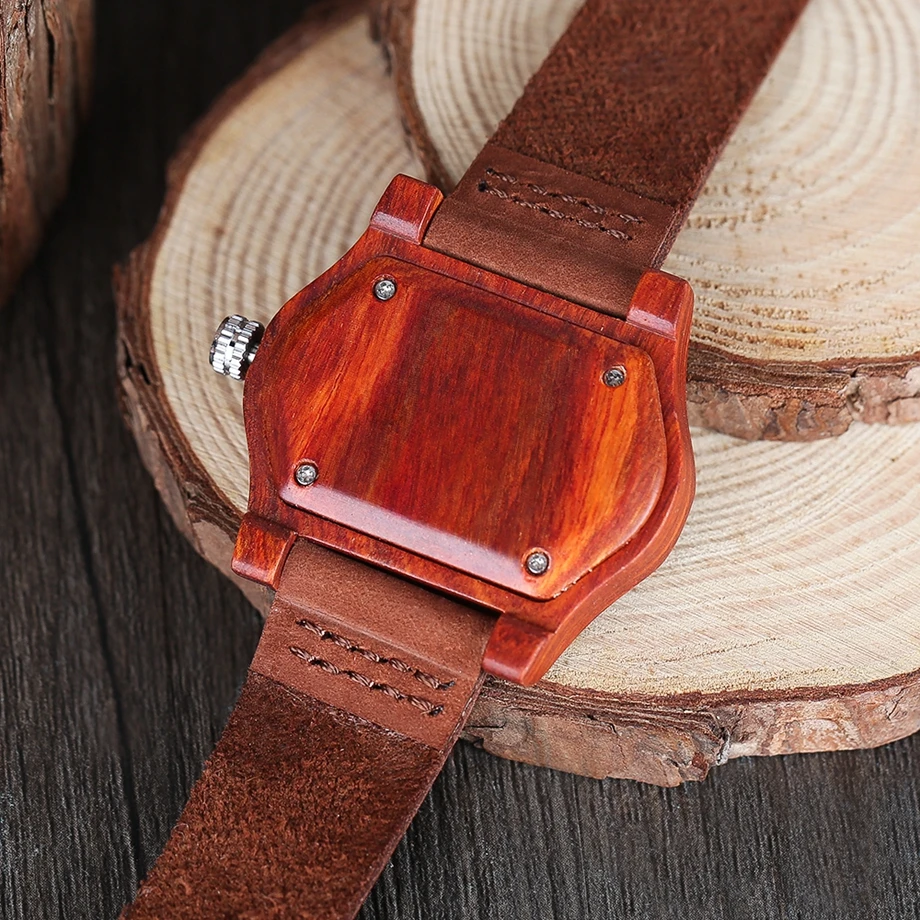 YISUYA Trendy Bamboo Wood Ladies Wrist Watch Like Eye Red Wooden Quartz Watch Nature Timber Creative Watches Women Bangle Clock (3)