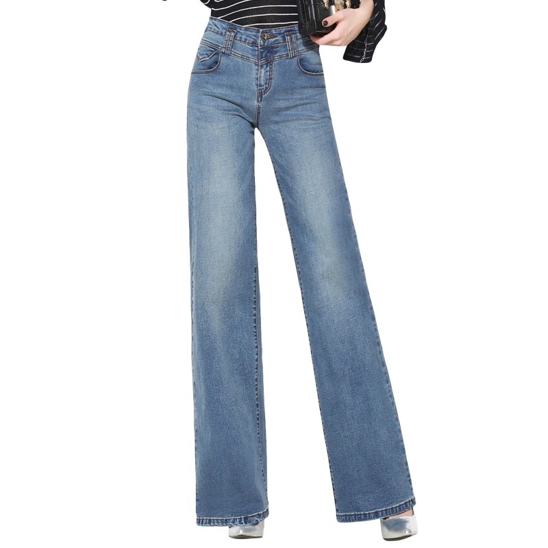 {Guoran} hoge taille losse wijde pijpen jeans broek voor vrouwen 2017 nieuwe denim jeans broek