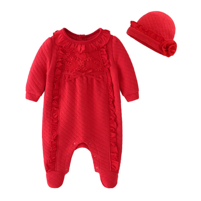 Одежда для новорожденных девочек осенний хлопковый комбинезон с шапочкой для малышей от 0 до 3 месяцев, теплый костюм одежда для малышей ropa de bebe