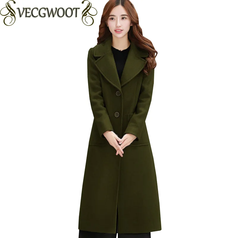 

2019 Autumn And Winter New Women Woolen Jaacket Women Fashion Long Slim Woolen Coat Women Solid color Single breasted Coat X692