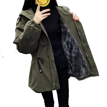 

Fashion Flocking Cotton Parkas Women 2019 Autumn Winter Thicken Warm Hooded Jacket Student Coat Iambswool Cotton-padded Jackets